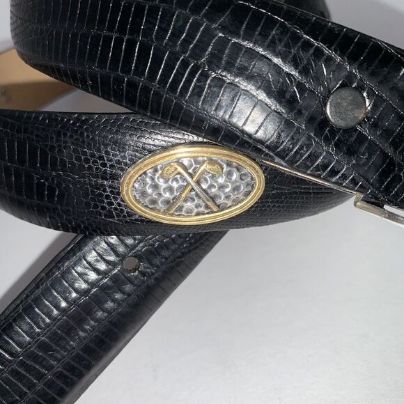 Golf Men's 34 Genuine Black Italian Calfskin Leather Lizard Embossed - Picture 2 of 6